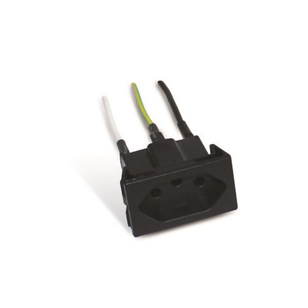 Tomada Painel Steck com Cabo 10A 250V Preta S8628