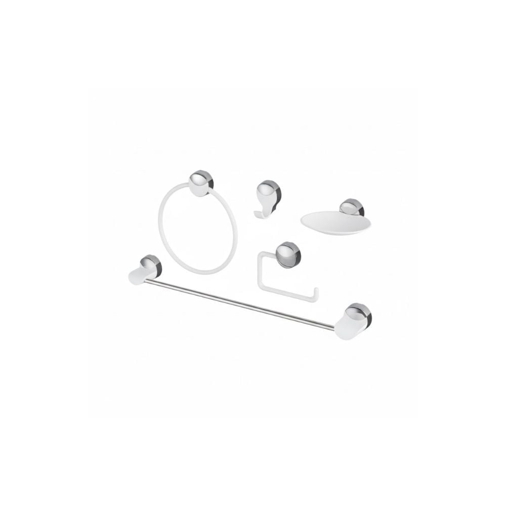 Kit de Banheiro Herc Branco Cromado com 5 Peças | 4091 - imagem 1